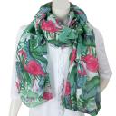 Sommertuch Schal XL Tuch Flamingo Dschungel Bunt Pink Hellgrün Grün Blau Weiß