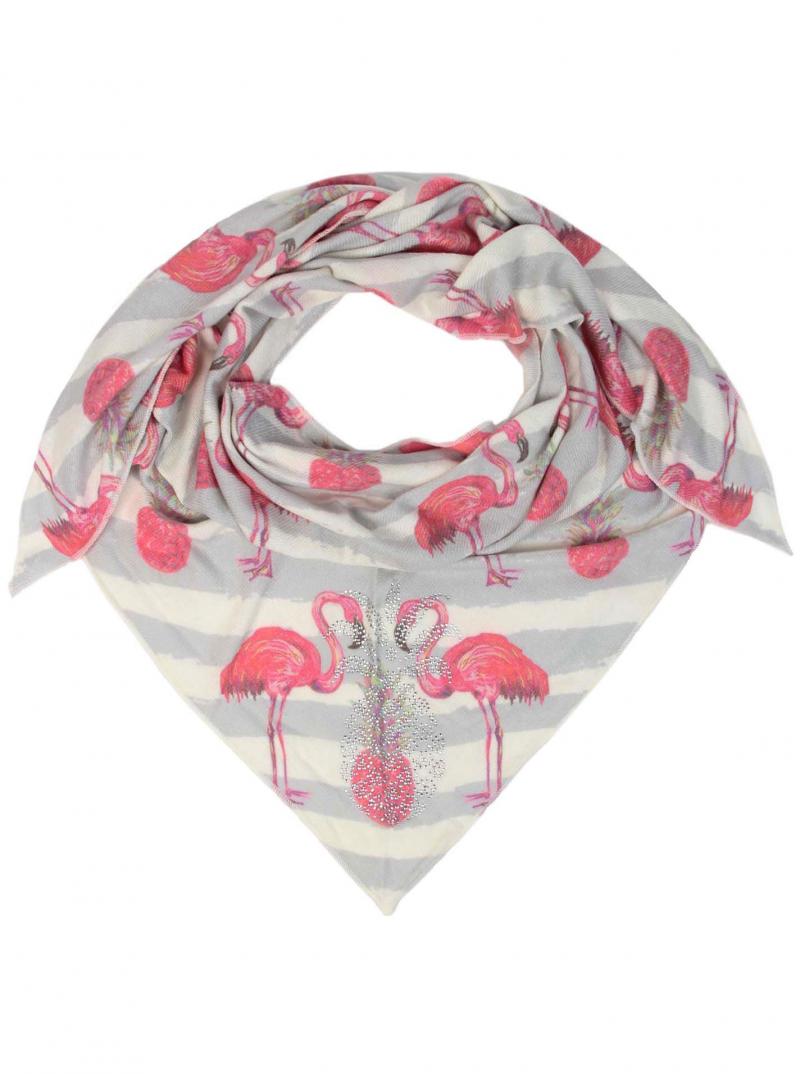 Zwillingsherz Dreieckstuch Flamingo Ananas Glitzerstein Streifen Hellgrau Weiß