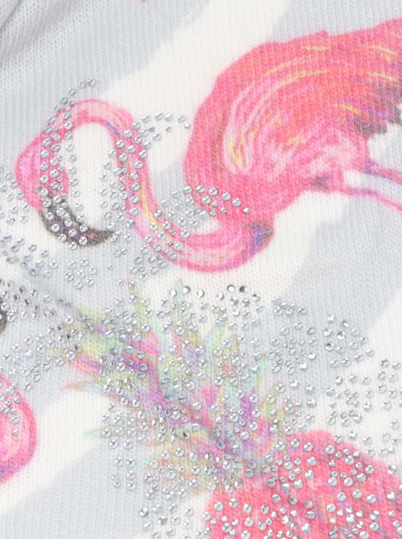 Zwillingsherz Dreieckstuch Flamingo Ananas Glitzerstein Streifen Hellgrau Weiß