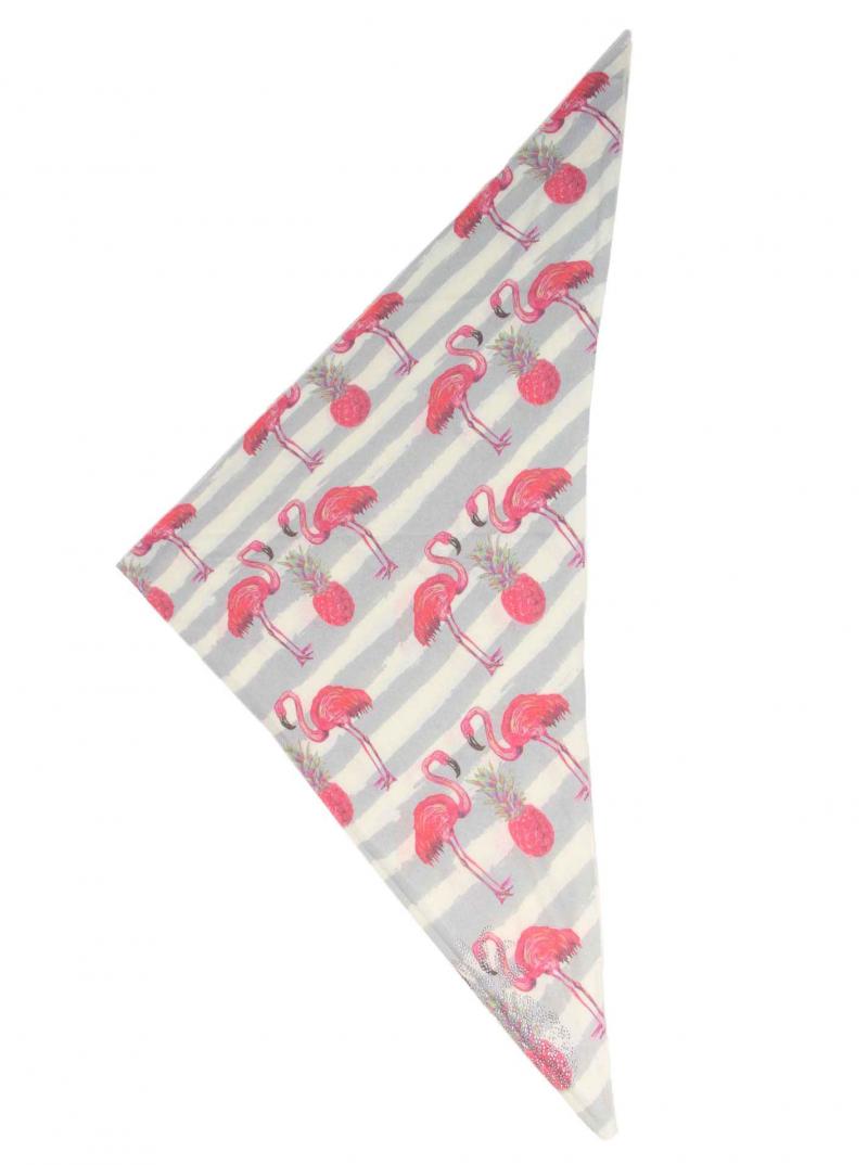 Zwillingsherz Dreieckstuch Flamingo Ananas Glitzerstein Streifen Hellgrau Weiß