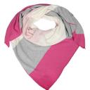 Zwillingsherz Dreieckstuch Streifen Colorblocking mit Kaschmir Wolle Pink Rosa Grau Weiß