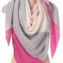 Zwillingsherz Dreieckstuch Streifen Colorblocking mit Kaschmir Wolle Pink Rosa Grau Weiß