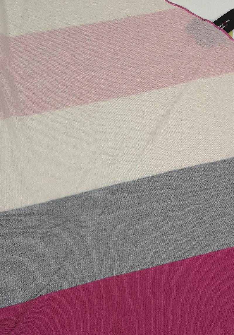 Zwillingsherz Dreieckstuch Streifen Colorblocking mit Kaschmir Wolle Pink Rosa Grau Weiß