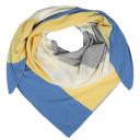 Zwillingsherz Dreieckstuch Streifen Colorblocking mit Kaschmir Wolle Blau Gelb Grau Weiß