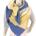 Zwillingsherz Dreieckstuch Streifen Colorblocking mit Kaschmir Wolle Blau Gelb Grau Weiß