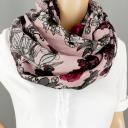 Schal Tuch Loop altrosa Italy Seide Baumwolle Blumenmuster grau rot aubergine