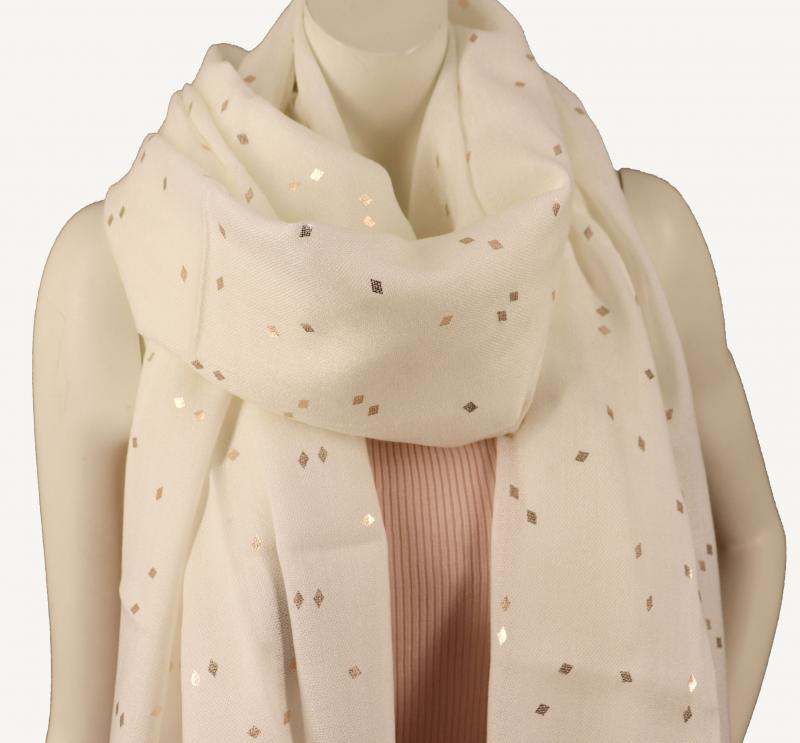 Passigatti  Tuch Damenschal Schal offwhite weiß mit Viskose und Glitzer 100x200 cm