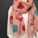 Tuch Schal Schultertuch  rosa altrosa Viskose bunt Herzen  Kreise rot pink grün