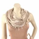 A-Zone  Loop Schal mit Viskose und Baumwolle beige hellbeige dunkelbeige Fransen