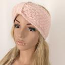 Zwillingsherz Stirnband rosa Grobstrick Ohrenschützer Winter Schleife mit Wolle Fleece gefüttert