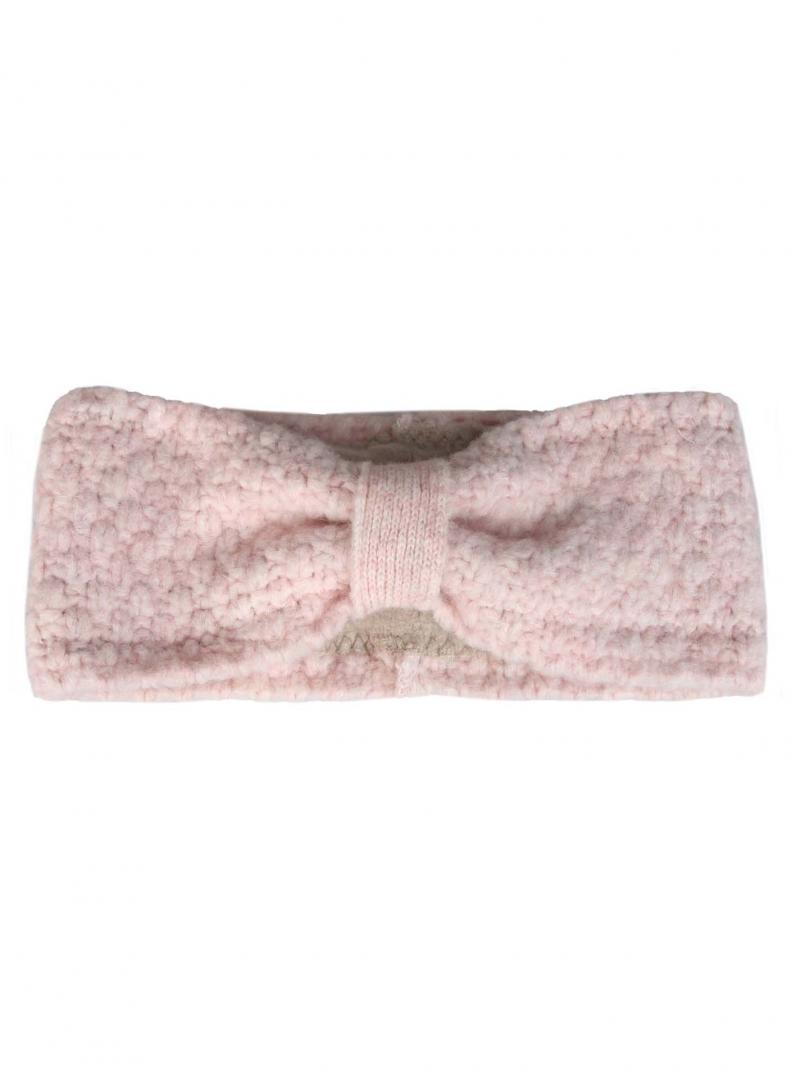 Zwillingsherz Stirnband rosa Grobstrick Ohrenschützer Winter Schleife mit Wolle Fleece gefüttert