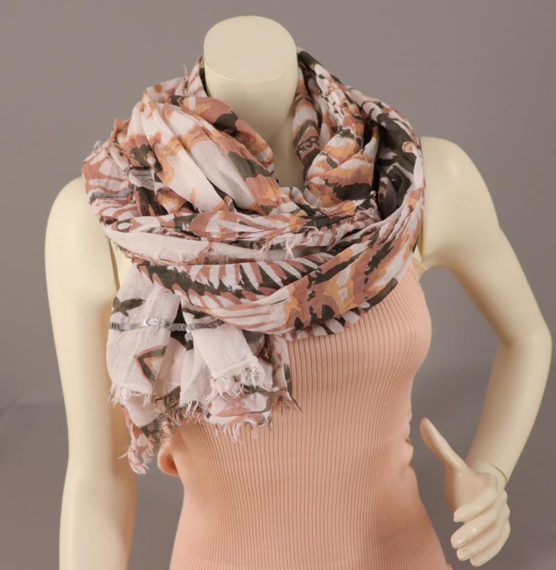 Passigatti Damenschal  XL Tuch Abstraktes Muster Pailletten Baumwolle rosé weiß