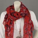 Italy Schal Tuch Loop rot rosa weinrot Paisleymuster Bunt Seide Baumwolle Herbst