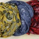 Italy Schal Tuch Loop rot rosa weinrot Paisleymuster Bunt Seide Baumwolle Herbst