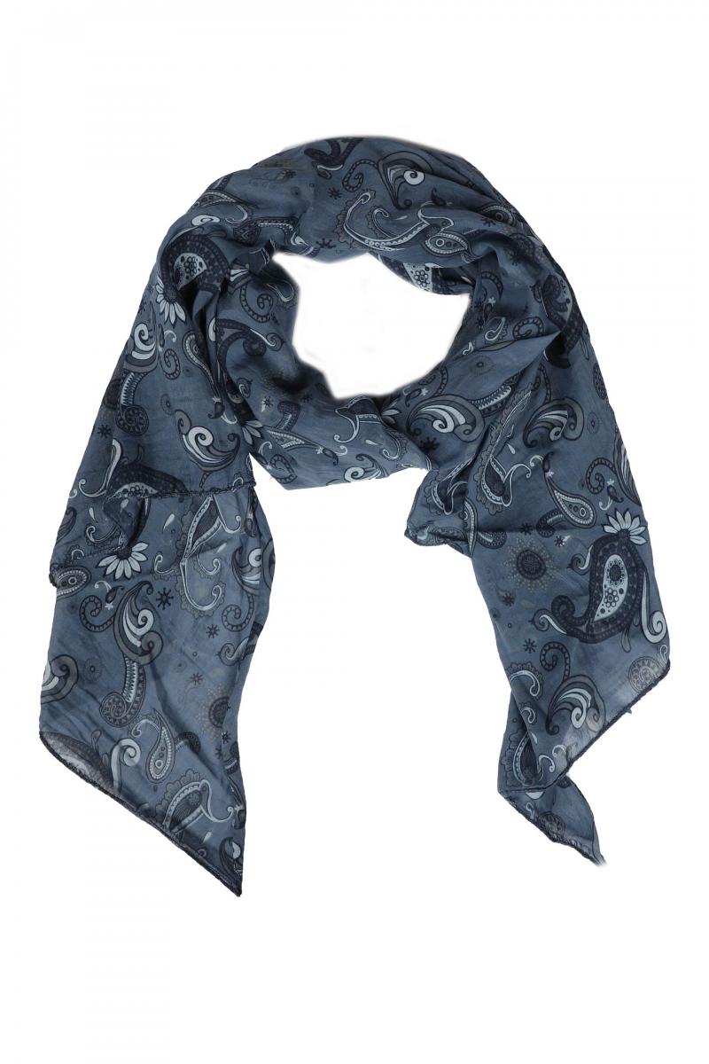 Italy Schal Tuch Loop blau jeansblau Paisleymuster Bunt Seide Baumwolle Herbst