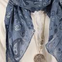 Italy Schal Tuch Loop blau jeansblau Paisleymuster Bunt Seide Baumwolle Herbst