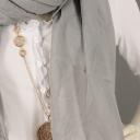 Italy Schal Tuch Loop hellgrau Uni ohne Muster Seide Baumwolle Herbst