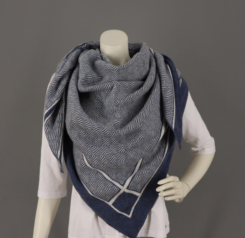 Zwillingsherz Dreieckstuch jeansblau weiß Labyrinth Wendetuch