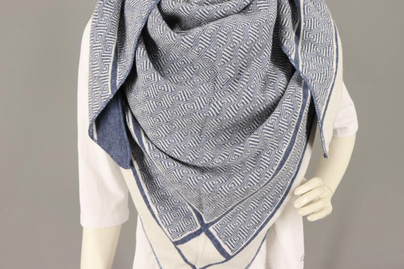Zwillingsherz Dreieckstuch jeansblau weiß Labyrinth Wendetuch