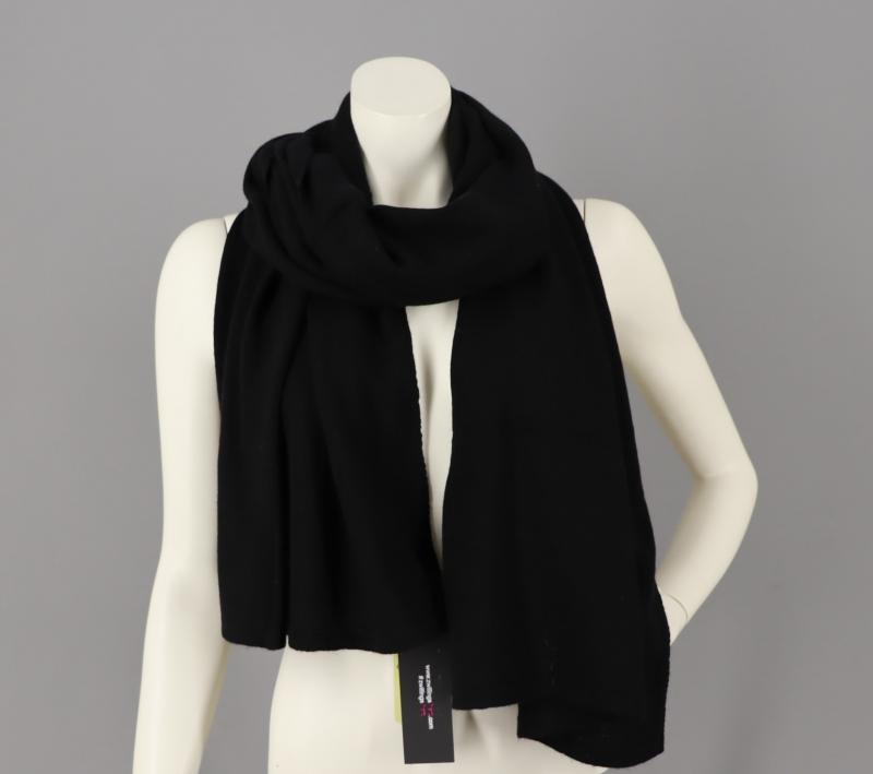 Zwillingsherz  Strickschal Schal Uni schwarz mit Kaschmir Wolle Winterschal