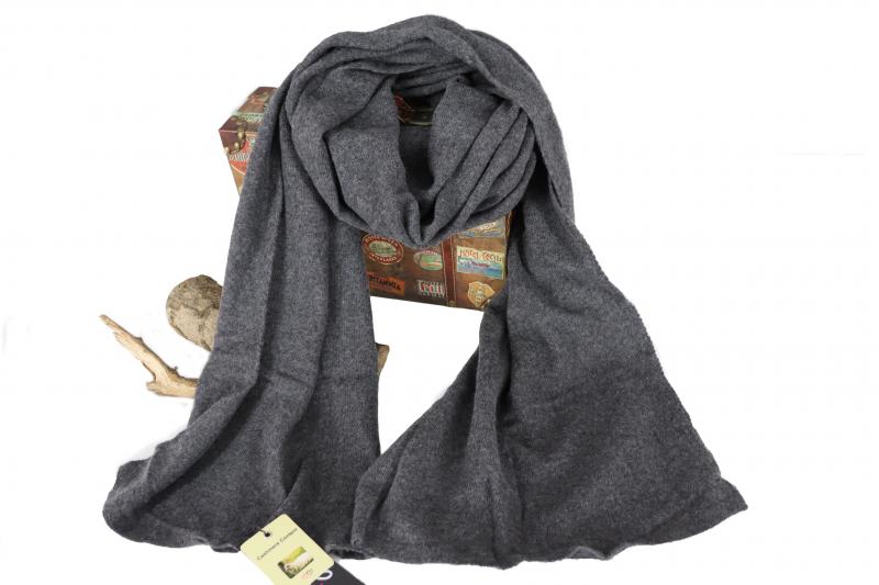 Zwillingsherz  Strickschal Schal Uni dunkelgrau mit Kaschmir Wolle Winterschal