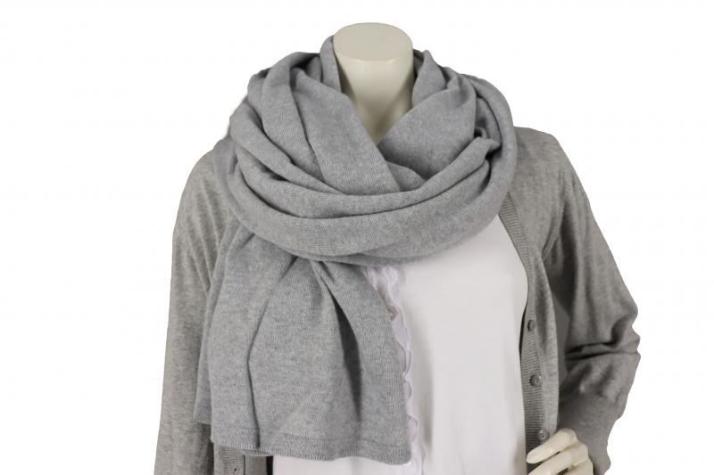Zwillingsherz  Strickschal Schal Uni hellgrau mit Kaschmir Wolle Winterschal