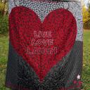 A-Zone Tuch XXL Dreieckstuch Poncho Leo Herzen rot schwarz grau hellgrau