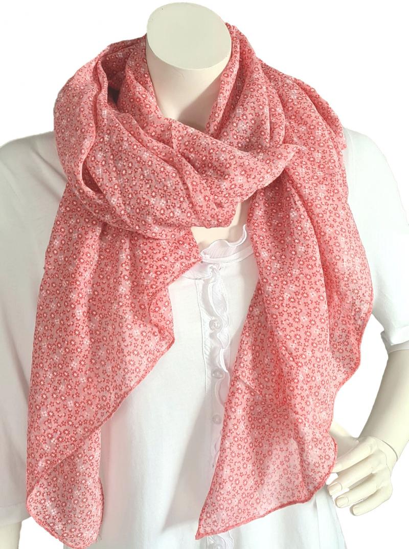 Italy Schal Tuch Loop Streublümchen Bunt Seide Baumwolle rosa coral oder hellblau