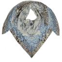 Zwillingsherz Dreieckstuch mit Kaschmir Wolle Leo Paisley Ketten wollweiß hellbeige hellblau