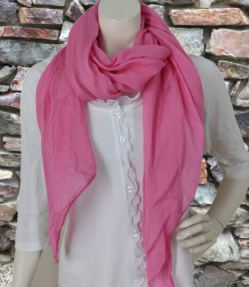 Italy Schal Tuch Loop  Seide Baumwolle Pink  Uni Frühling
