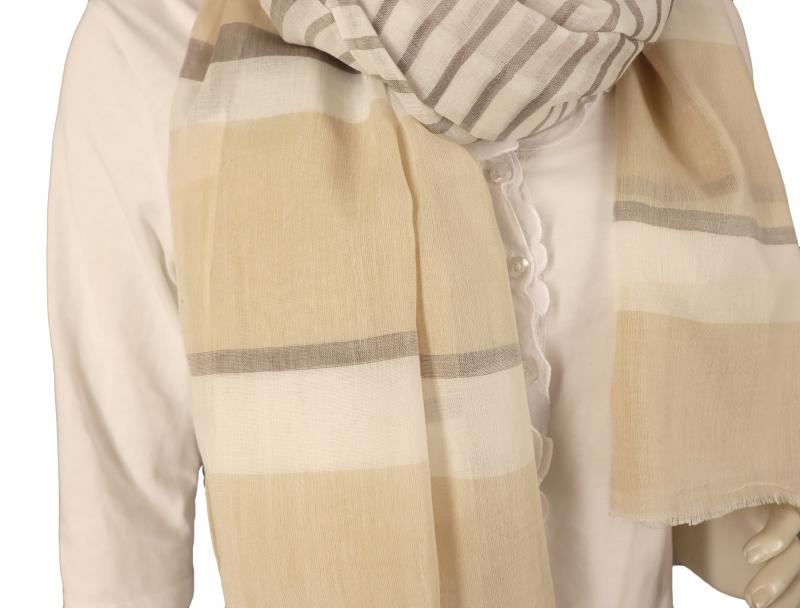 Sommerschal Tuch mit coolem Streifen Design aus Baumwolle