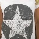 V.Milano Italy  T-Shirt weiß Nieten Stern Kreis grau One Size Gr. 38, 40