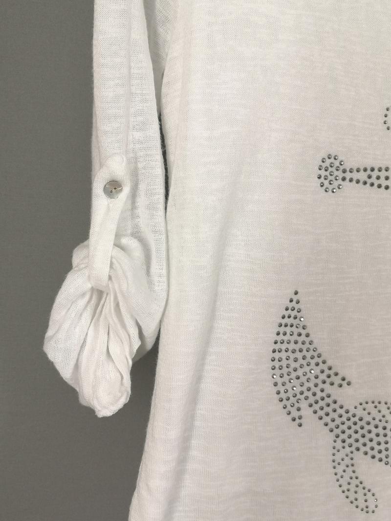 Langarmshirt leichter Pullover zweilagig Nieten Anker weiß mit Viskose