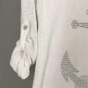 Langarmshirt leichter Pullover zweilagig Nieten Anker weiß mit Viskose