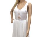 Kleid Trägerkleid V.Milano Italy weiß Plisseefalten Viskose One Size Gr. S/ M