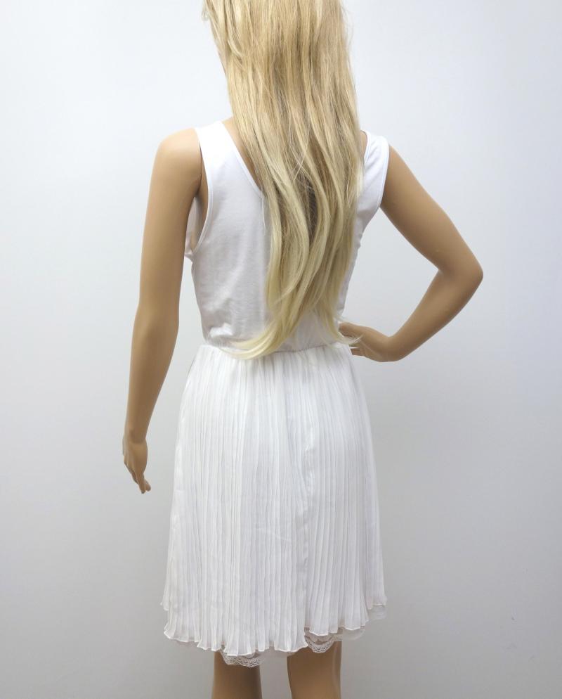 Kleid Trägerkleid V.Milano Italy weiß Plisseefalten Viskose One Size Gr. S/ M