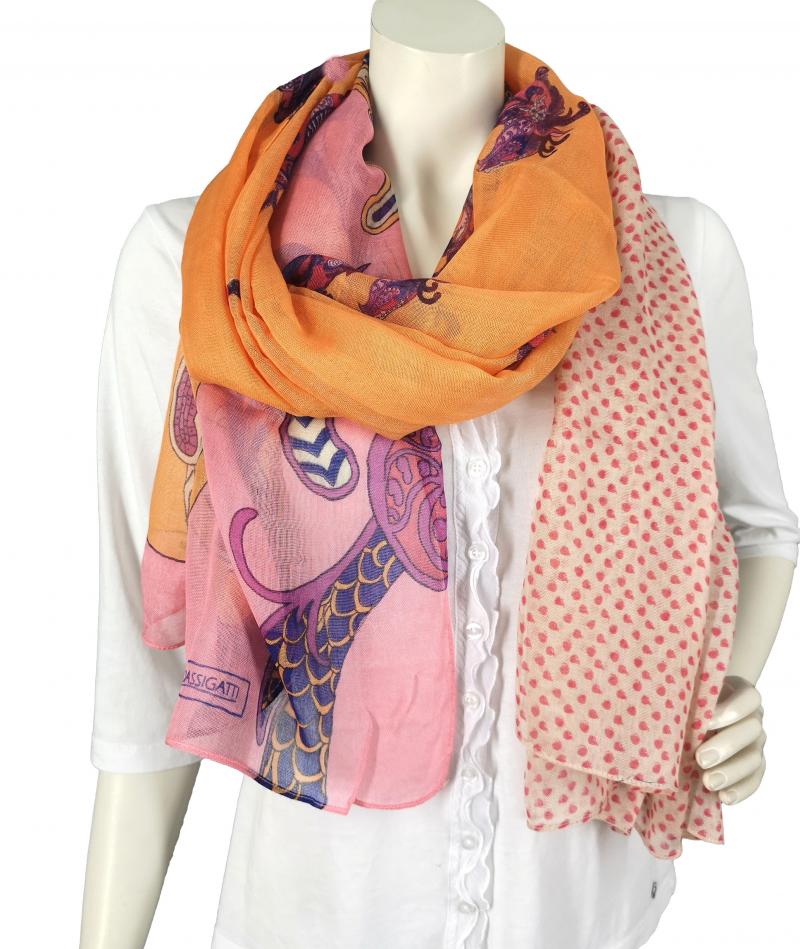 Passigatti Schal Tuch Farbe rosa bis orange
