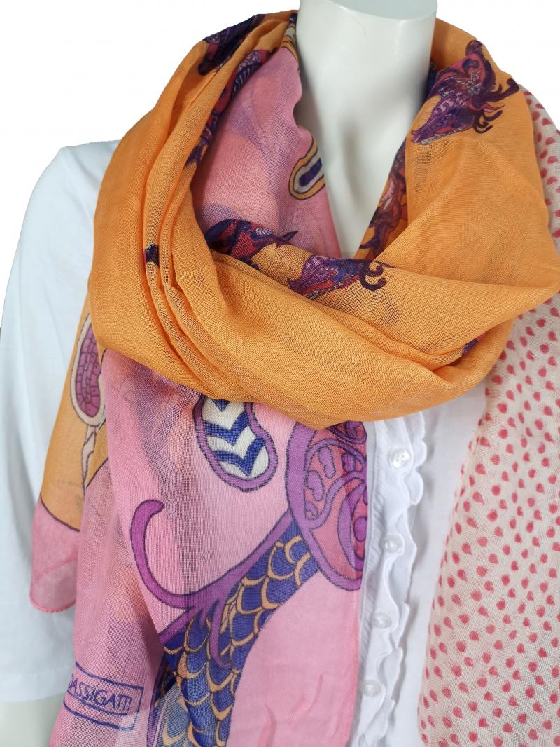 Passigatti Schal Tuch Farbe rosa bis orange
