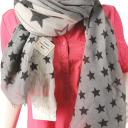 V.Milano Italy Tuch Schal  Sterne hellbeige grau taupe Baumwolle Viskose