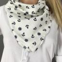 Halstuch weiß Nickituch Bandana Vierecktuch maritimes Tuch  Anker und Steuerrad  blau  Baumwolle