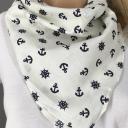 Halstuch weiß Nickituch Bandana Vierecktuch maritimes Tuch  Anker und Steuerrad  blau  Baumwolle