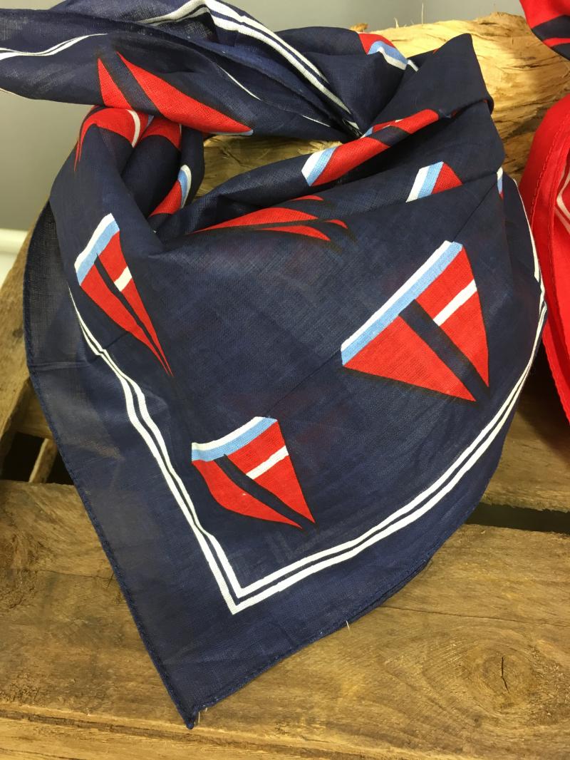 Halstuch Nickituch dunkelblau Bandana Vierecktuch maritimes Tuch  Segelboot rot weiß hellblau 100%  Baumwolle