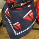 Halstuch Nickituch dunkelblau Bandana Vierecktuch maritimes Tuch  Segelboot rot weiß hellblau 100%  Baumwolle