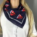 Halstuch Nickituch dunkelblau Bandana Vierecktuch maritimes Tuch  Segelboot rot weiß hellblau 100%  Baumwolle