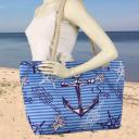 Strandtasche Badetasche Beach Umhängetasche Maritim blau türkis Anker Sea