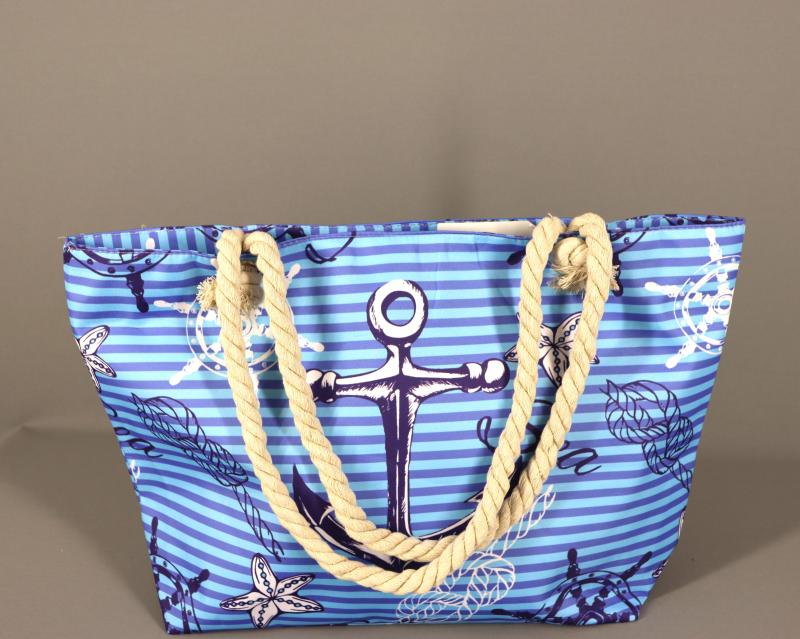 Strandtasche Badetasche Beach Umhängetasche Maritim blau türkis Anker Sea