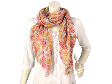 Italy Schal Tuch Loop Baumwolle Seide Blumen bunt