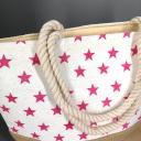 Tasche, Umhängetasche, Strandtasche  mit Sternen und Baumwoll-Kordeln