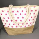 Tasche, Umhängetasche, Strandtasche  mit Sternen und Baumwoll-Kordeln