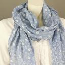 Italy Schal Tuch Loop himmelblau Mix aus Herzchen Love Peace Kussmund Seide Baumwolle
